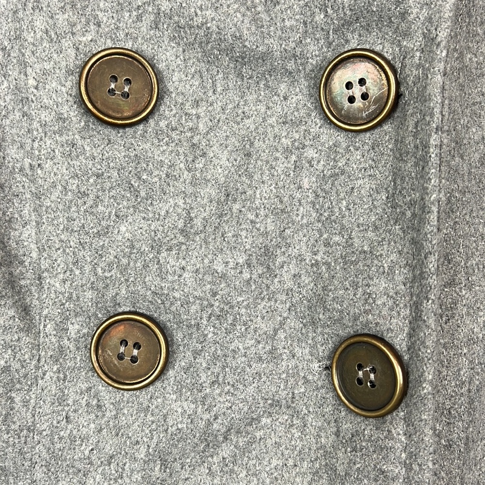 NWT New Look Girls Wool Blend Pea Coat Size L Gray Buttons Pockets - Picture 7 of 16